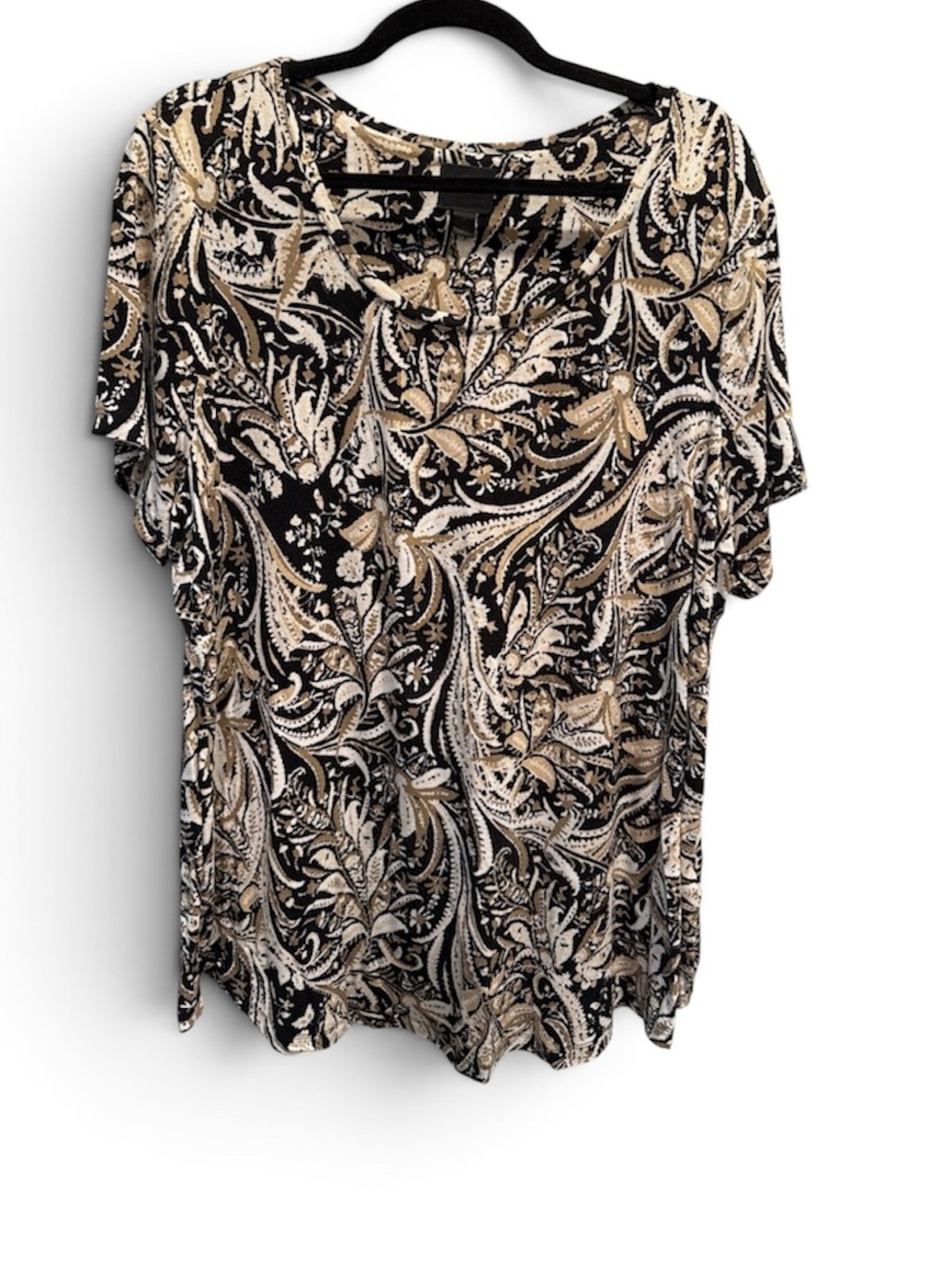 JM Collection Women’s Black & Tan Short Sleeve Top